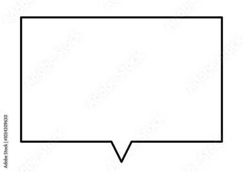 吹き出し　四角　白　黒縁　ベクター　シンプル　単体