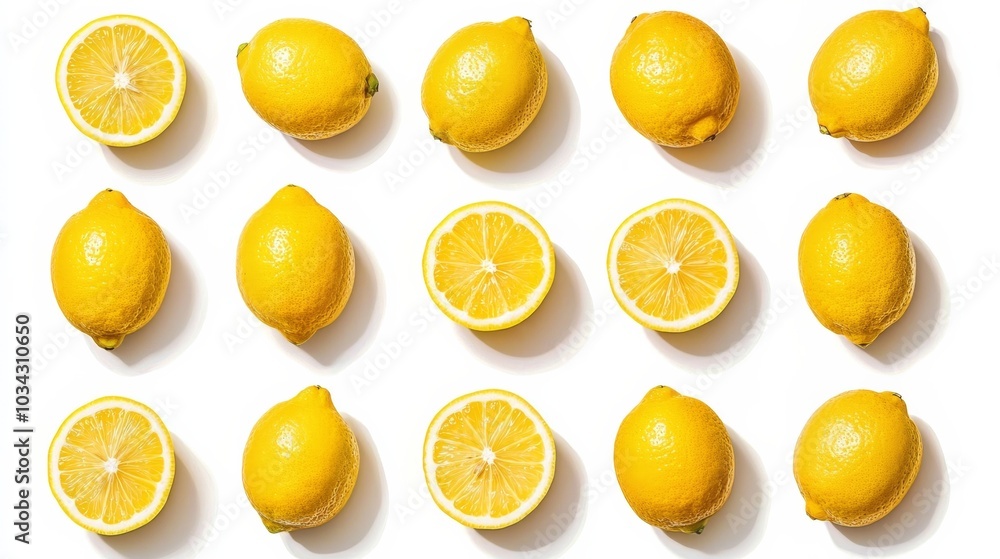 Lemons Pattern on White Background Lemons Pattern on White Background