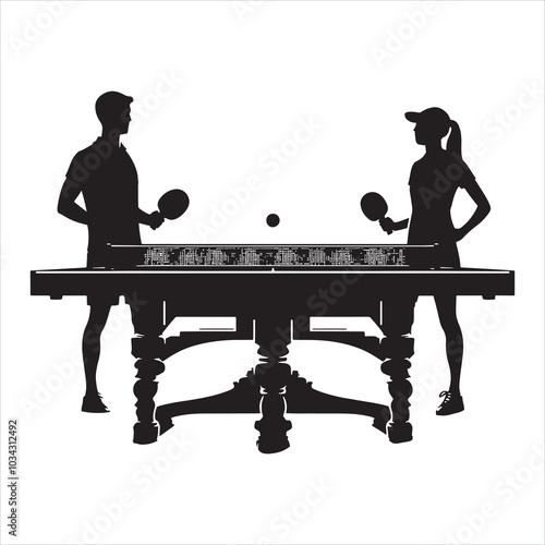 table tennis silhouette on white background
