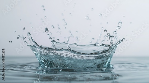 A mesmerizing shot of crystal-clear water splashing, capturing the vibrant energy of moving droplets--ideal for nature and purity-themed promotions.