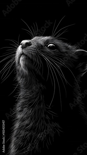 Minimalist Ferret Adventure, a sleek outline of a curious ferret in exploration, embodying simplicity and charm in its journey.
