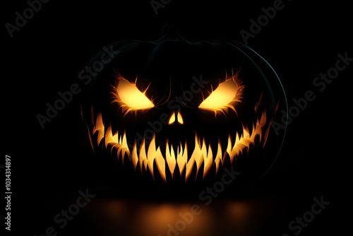 Scary Jack-o'-lantern with Glowing Eyes