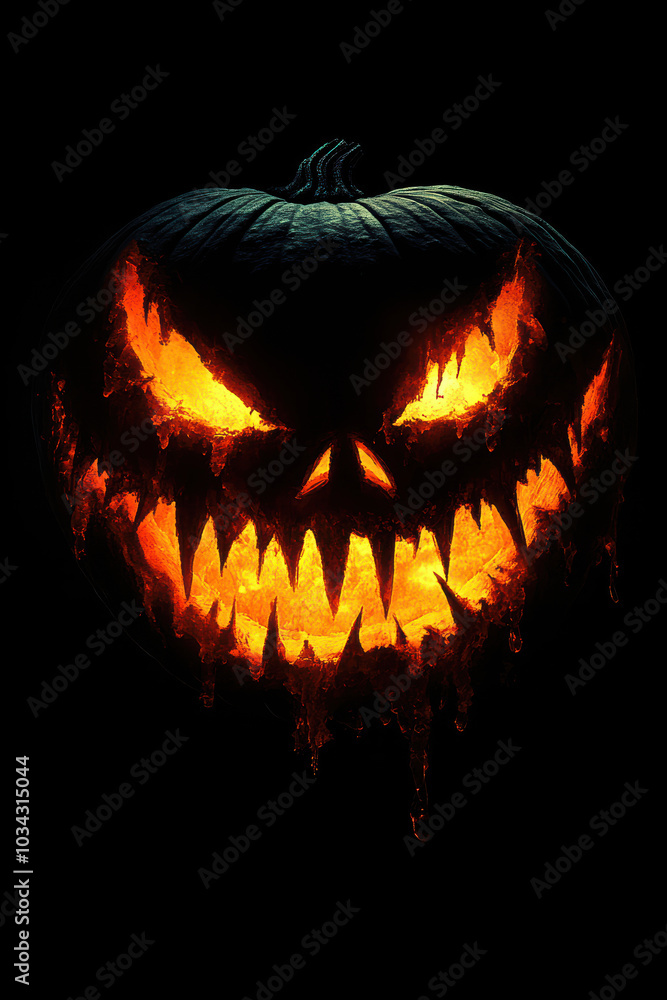 Eerie Jack-o'-lantern on Black Background Eerie Jack-o'-lantern on Black Background