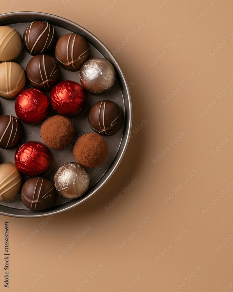 Obraz premium chocolate gift box on brown background