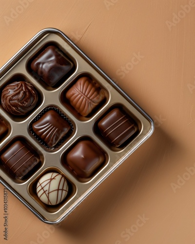 luxury chocolate gift box on brown background