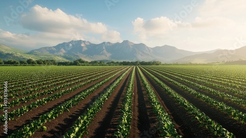 Farmland with Mountain View.