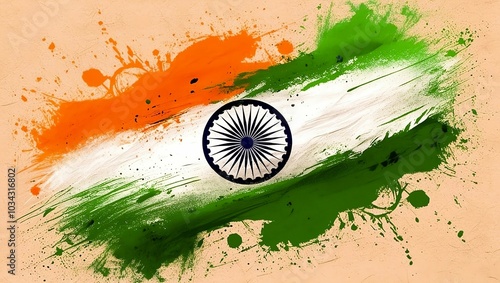 The Indian flag creatively decorated with colorful powder, representing unity and national pride