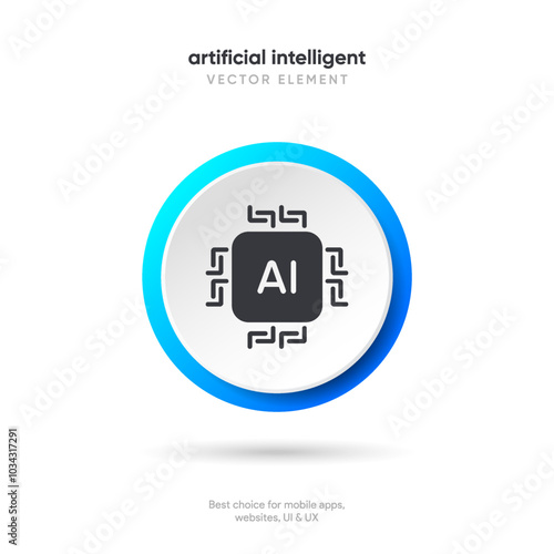 Generate AI button symbol. Artificial intelligence sign button. Machine learning generator and generate text and image press button prompt. Magic stars symbol. Chat brain assistant