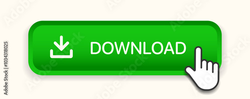 3D download button icon. Upload icon. Down arrow bottom side symbol. Click here button. Save cloud icon push button for UI UX, website, mobile application.