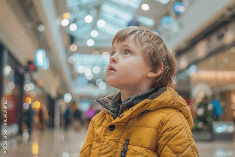 Fototapeta premium Autistic Child Navigating a Busy Shopping Mall