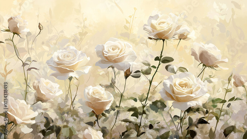 Serene White Roses in a Dreamy Setting