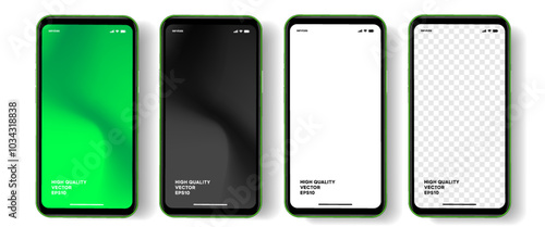 Realistic smartphone mockup. Mobile phone vector with isolated on white background. Device front view. 3D mobile phone with shadow. Realistic, high quality smart phone mockup for ui ux presentation.