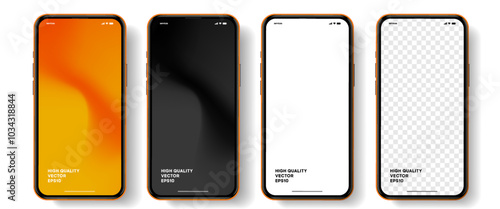 Realistic smartphone mockup. Mobile phone vector with isolated on white background. Device front view. 3D mobile phone with shadow. Realistic, high quality smart phone mockup for ui ux presentation.