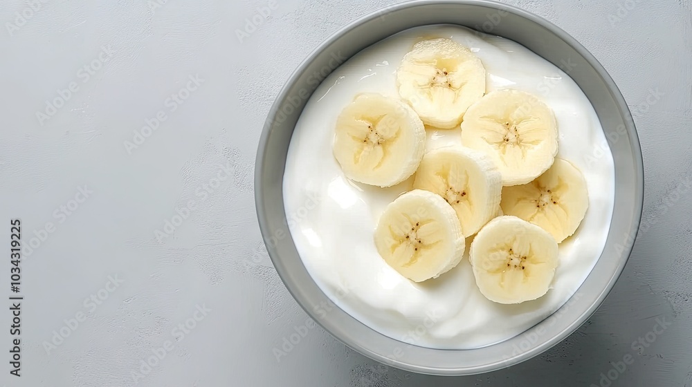 A white bowl contains freshly sliced bananas with a bright, appealing appearance. The scene is illuminated by soft, natural light, creating a refreshing feel A white bowl contains freshly sliced bananas with a bright, appealing appearance. The scene is illuminated by soft, natural light, creating a refreshing feel