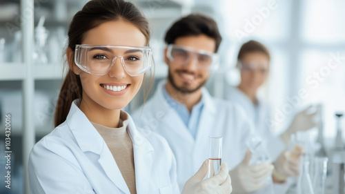 New generation of scientists and chemists conducts a scientific experiment in a laboratory, jointly conducting research and learning to promote innovation in healthcare in the future.