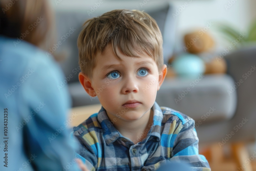 Autistic Child Engaged in Therapy Session Autistic Child Engaged in Therapy Session