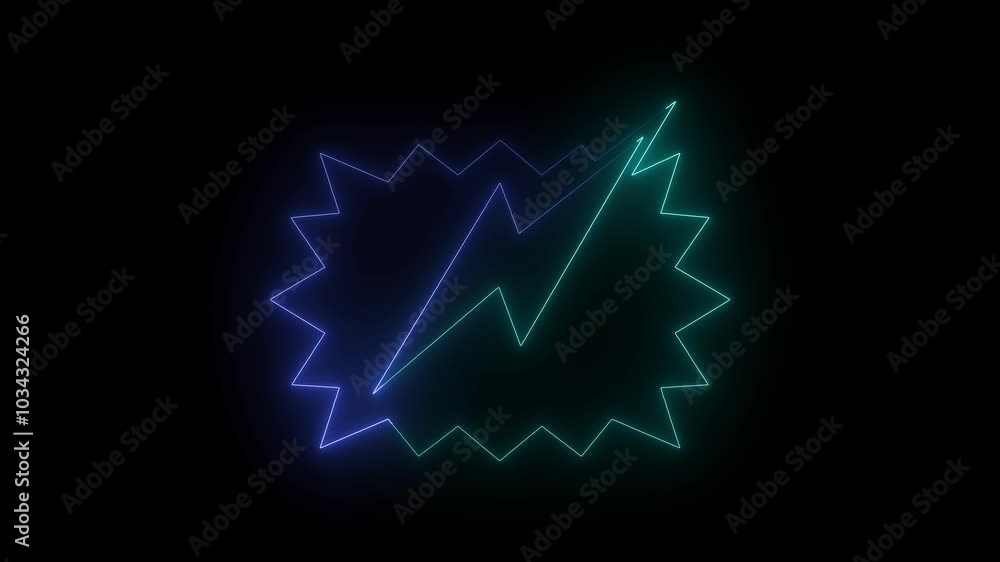 glowing neon charging icon, power icon aquamarine and purole battery charging electronic technology icon black background animation. glowing neon charging icon, power icon aquamarine and purole battery charging electronic technology icon black background animation.