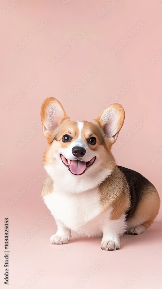 A happy corgi with a broad smile sports yellow headphones, perfectly blending with the bright yellow background, radiating joy and playfulness A happy corgi with a broad smile sports yellow headphones, perfectly blending with the bright yellow background, radiating joy and playfulness
