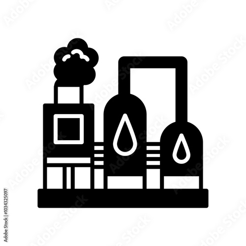 Oil Refineries Glyph Icon, Vector illustration