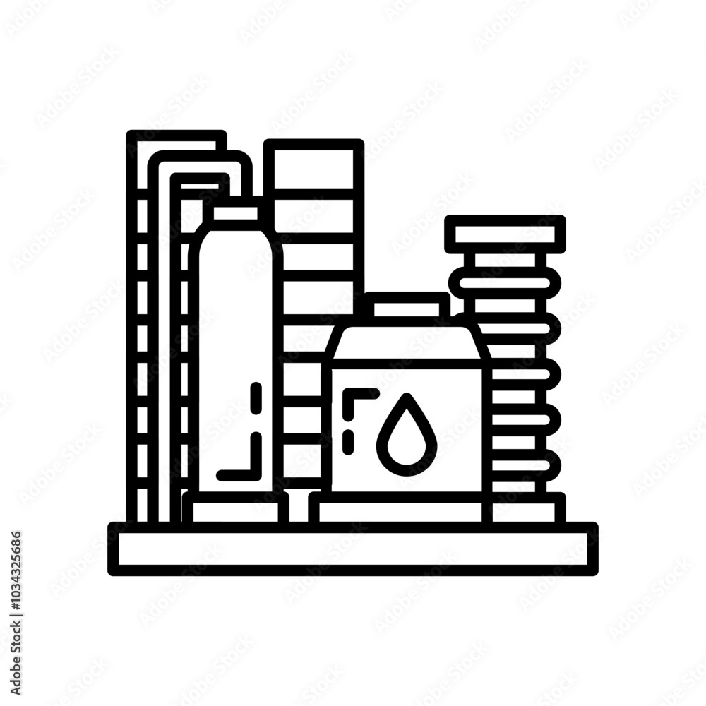 Oil burning Furnaces Outline Icon, Vector illustration Oil burning Furnaces Outline Icon, Vector illustration