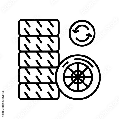 Tire Disposal Outline Icon, Vector illustration