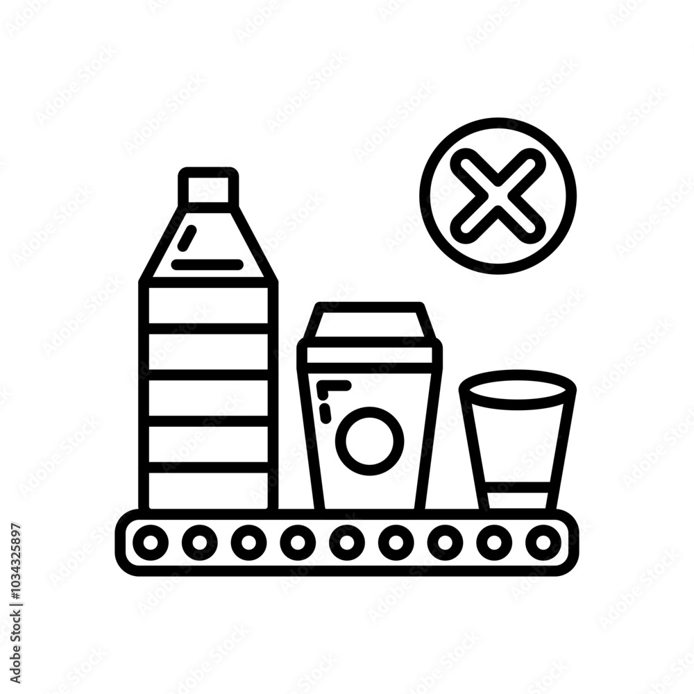 Plastic Production Outline Icon, Vector illustration Plastic Production Outline Icon, Vector illustration