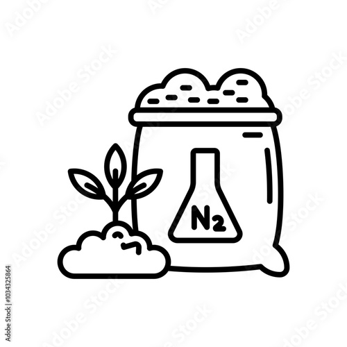 Nitrate Fertilizers Outline Icon, Vector illustration