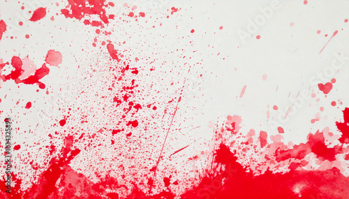 Splash art with red ink splattered on a white background.