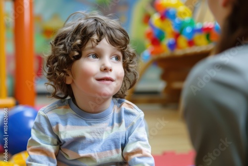 Autistic Child Engaged in Therapy Session