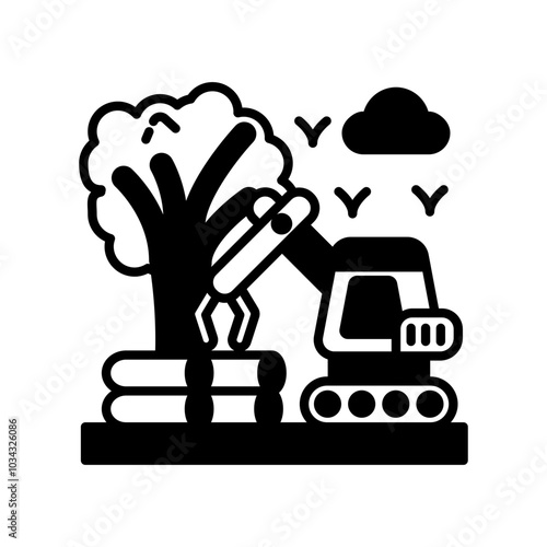 Deforestation Glyph Icon, Vector illustration