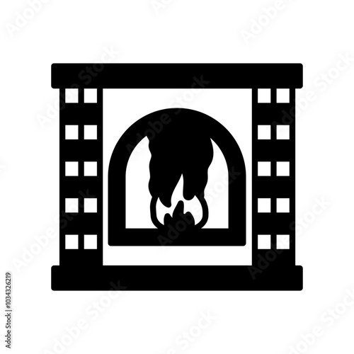 Fireplace Glyph Icon, Vector illustration