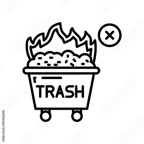 Burning Waste Outline Icon, Vector illustration