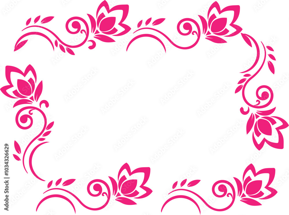 a pink floral border with pink flowers and a pink border. a pink floral border with pink flowers and a pink border.