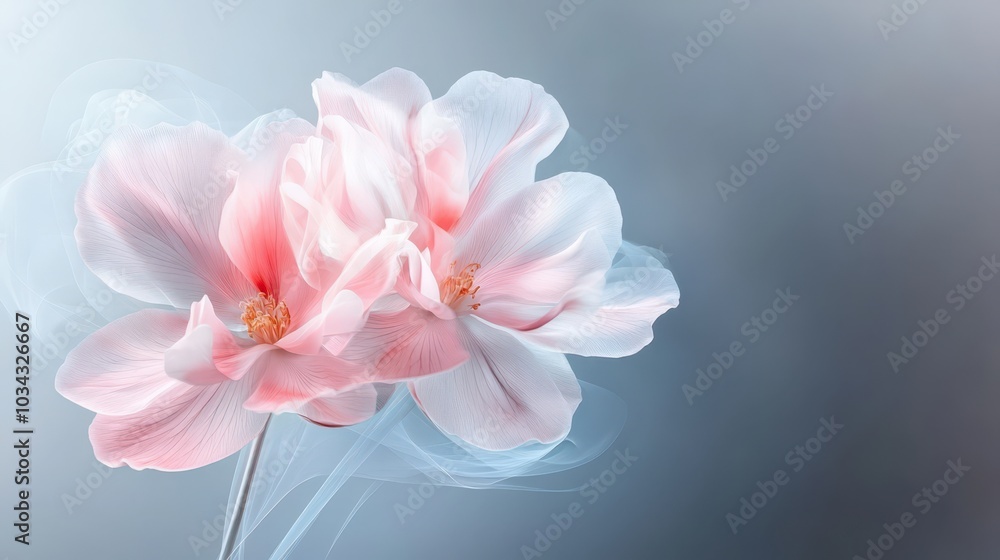 Delicate red cyclamen flowers in soft lighting against a silver background highlighting their translucent texture in a macro perspective Delicate red cyclamen flowers in soft lighting against a silver background highlighting their translucent texture in a macro perspective