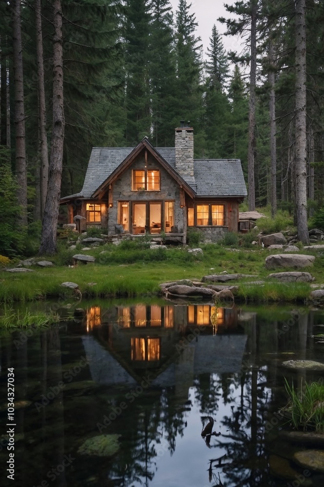 Fototapeta premium wooden house in the forest