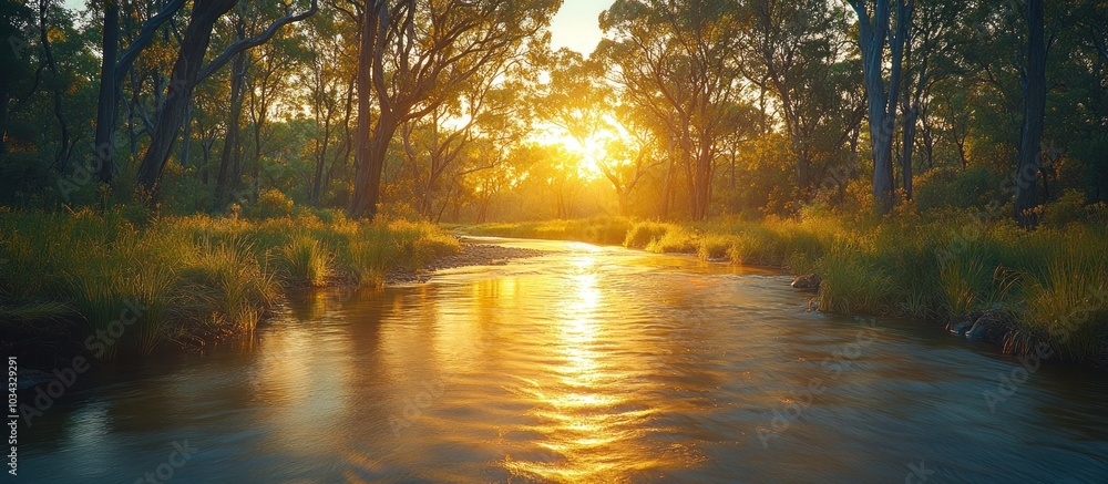 Golden Sunset River Golden Sunset River