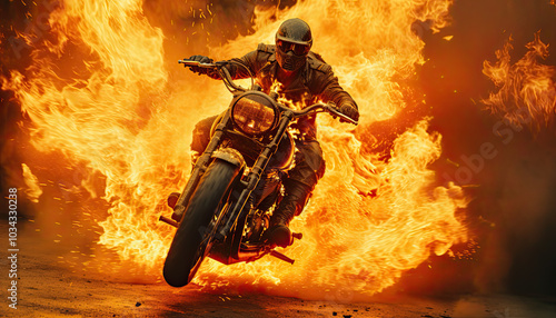 Motorcycle in fire