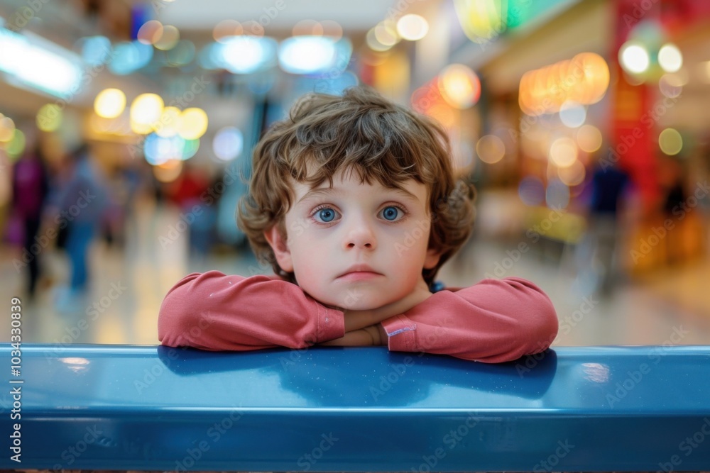 Autistic Child Navigating a Busy Shopping Mall Autistic Child Navigating a Busy Shopping Mall