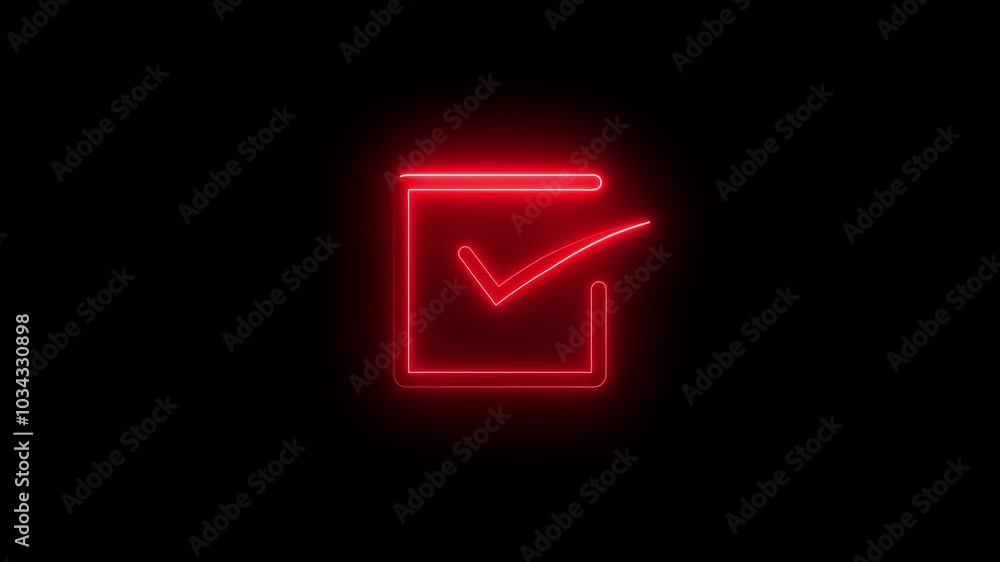 Check mark verified selection, approve and confirm sign in rectangle. Check mark symbol with square box. Glowing check mark animation icon. Check mark verified selection, approve and confirm sign in rectangle. Check mark symbol with square box. Glowing check mark animation icon.