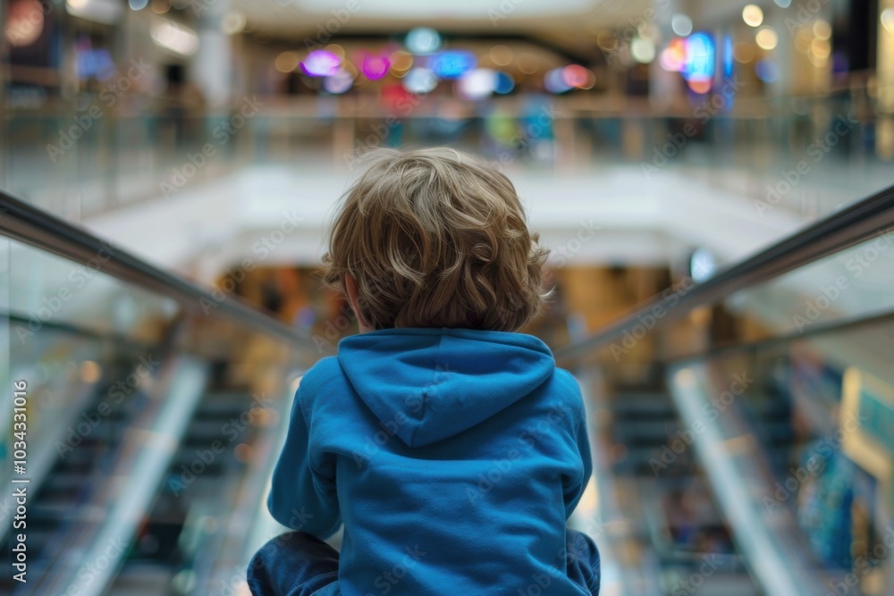 Autistic Child Navigating a Busy Shopping Mall Autistic Child Navigating a Busy Shopping Mall