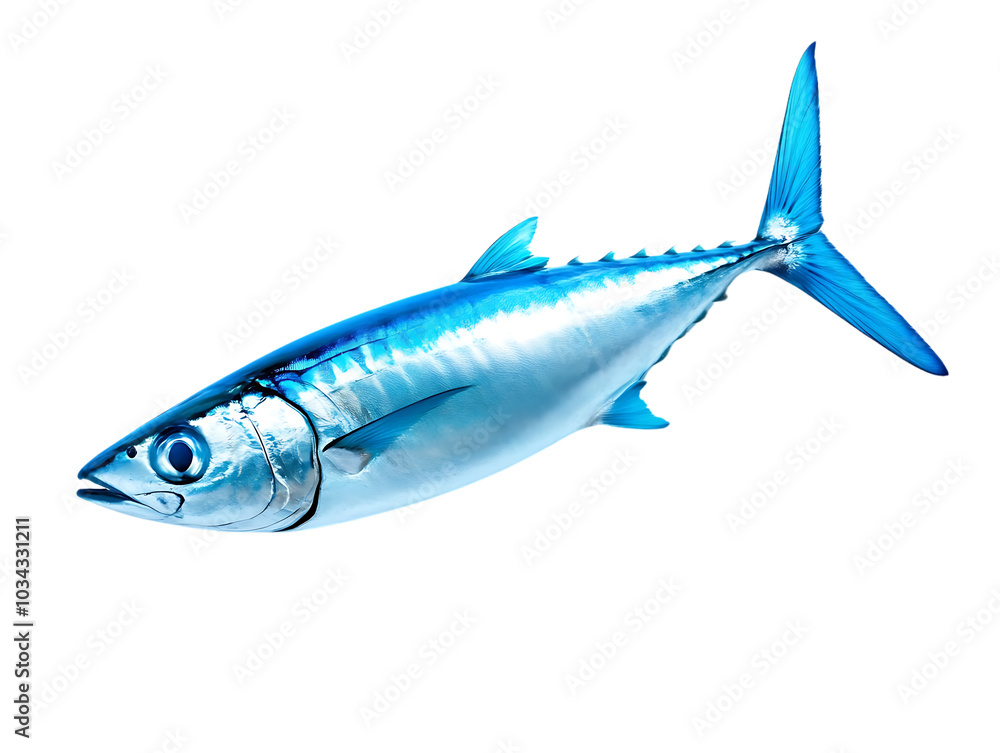 Blue fish with shiny scales, Transparent background. Blue fish with shiny scales, Transparent background.