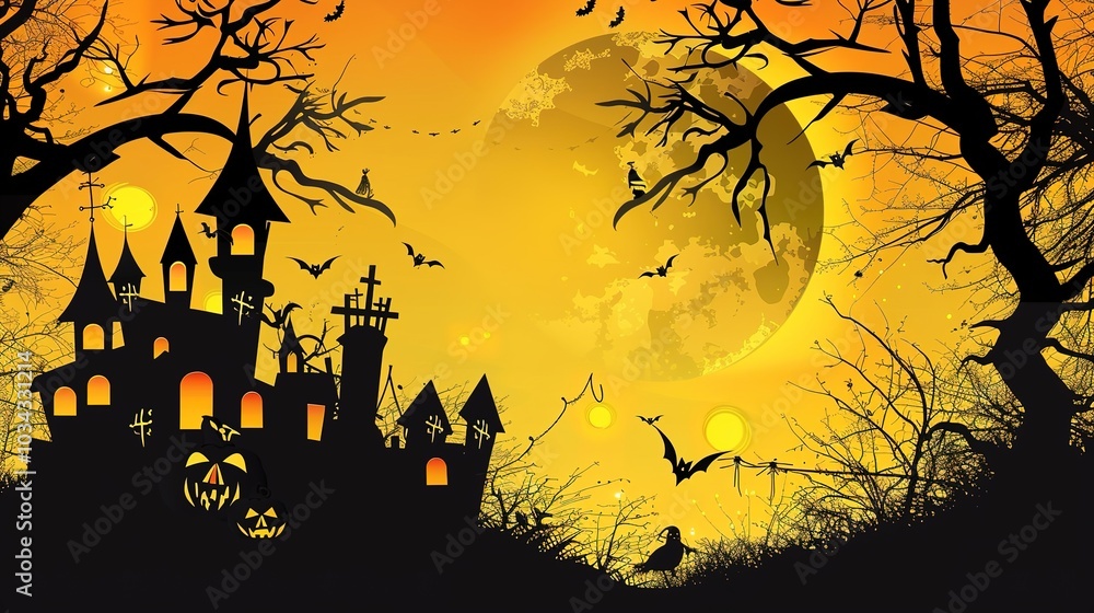 Yellow_Halloween_retro_title_box_border_design Yellow_Halloween_retro_title_box_border_design