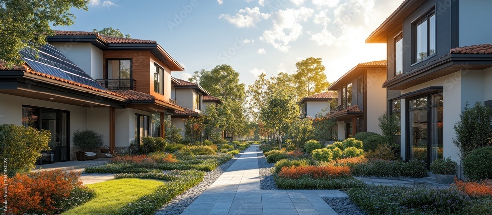 Modern Houses in a Green Neighborhood Modern Houses in a Green Neighborhood