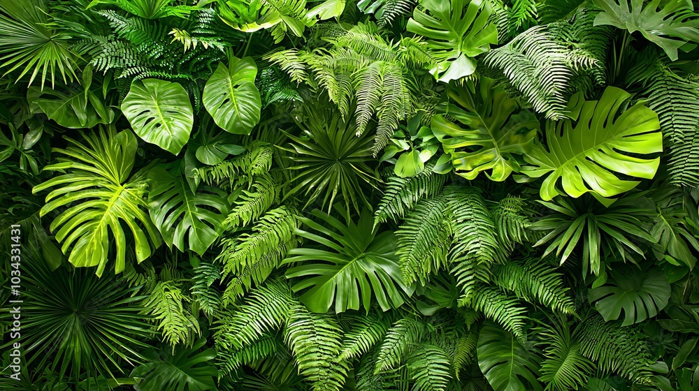 Lush Tropical Leaves: A Vibrant Green Background Lush Tropical Leaves: A Vibrant Green Background