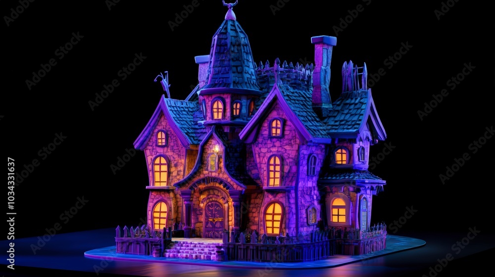 Haunted House with Colorful Lights Haunted House with Colorful Lights