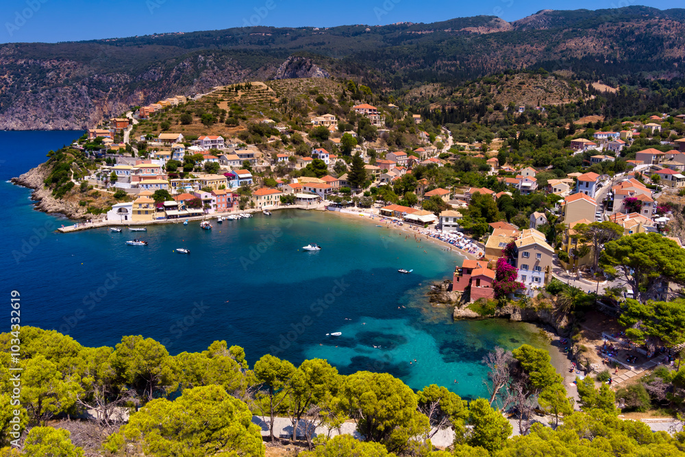 Fototapeta premium Aerial view of Assos, Kefalonia