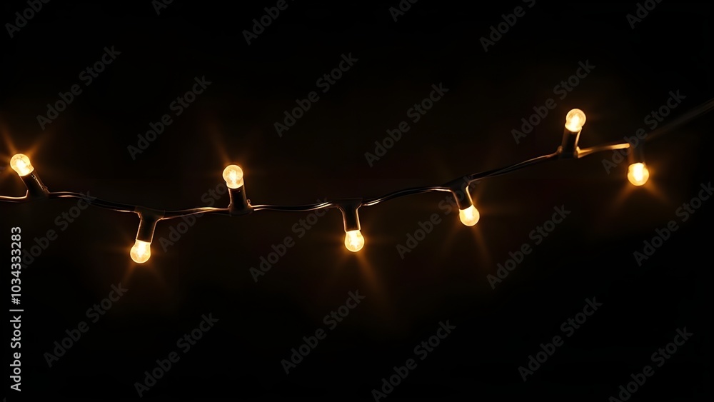 Indoor photo of christmas led light wire on a black backgroudn