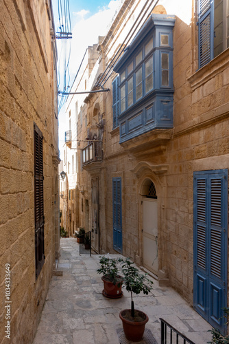 Street in old town of Vittoriosa (Malta) photo