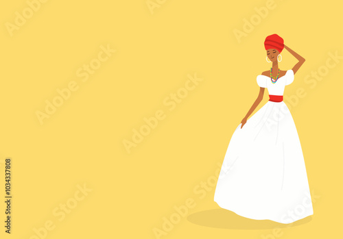 Baiana com vestido branco típico