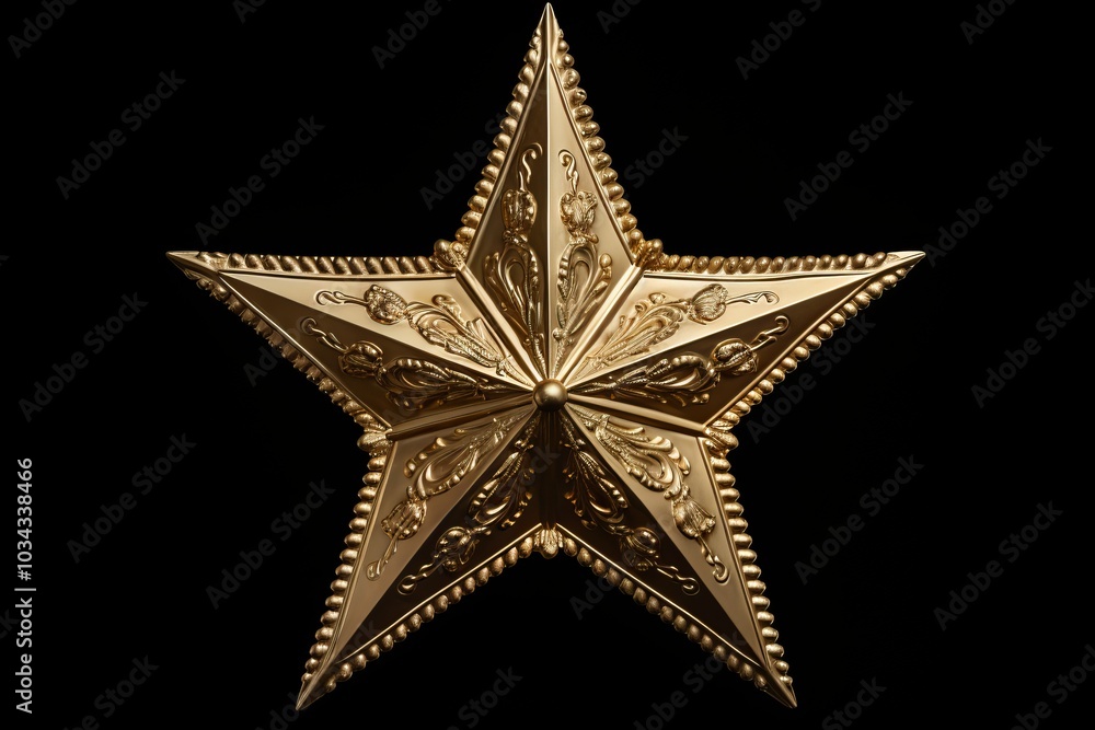 Bright large gold or white star on a solid background with a touch of festive shadow Bright large gold or white star on a solid background with a touch of festive shadow